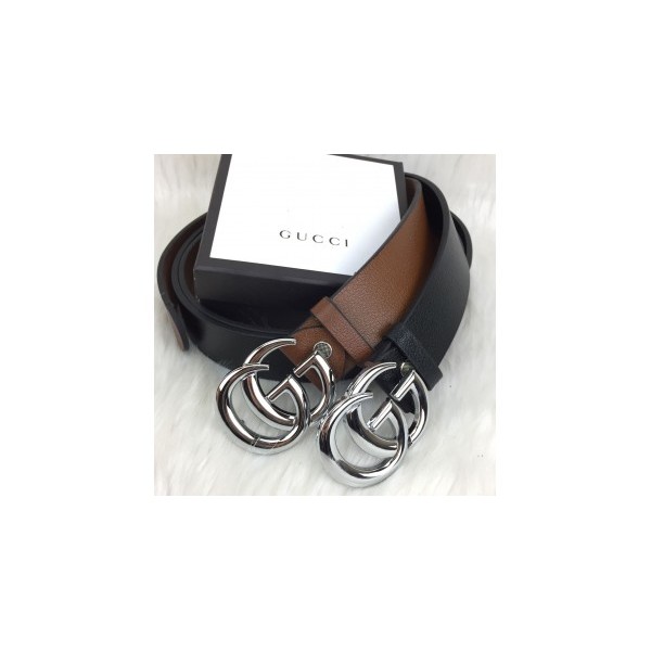 Gucci Belt Classic Parlak Silver