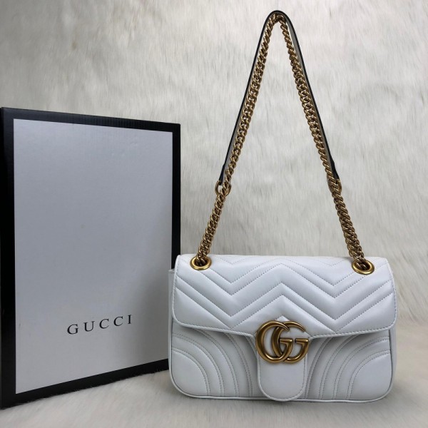 Gucci Marmont White Genuine Leather