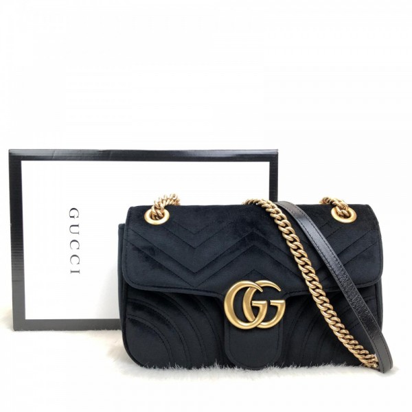 Gucci Marmont Velvet Velvet Black 