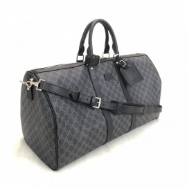 Gucci Signature Duffle Leather Luggage Classic Black