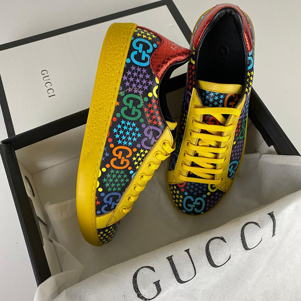 Gucci Ace Black GG Psychedelic Sneaker Yellow