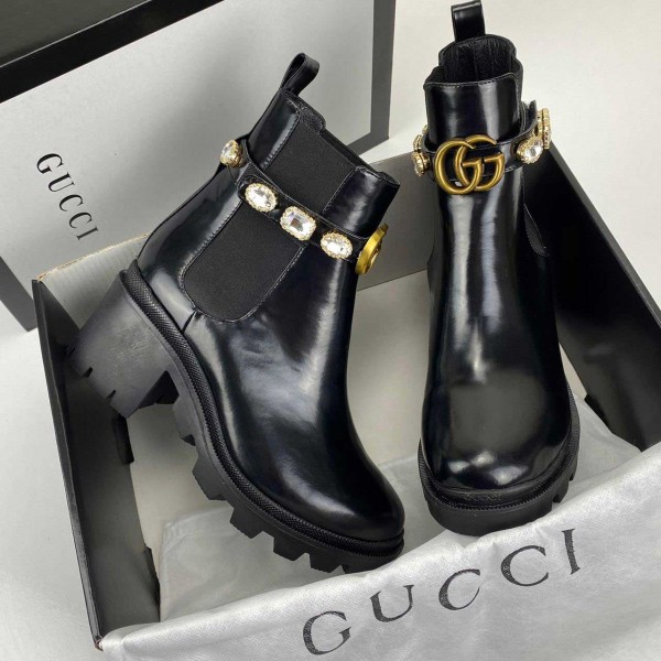 Gucci Chelsea Boot With Crystal Belt