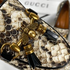 Gucci Jordaan Bee Locked Loafer Python leather