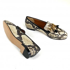 Gucci Jordaan Bee Locked Loafer Python leather