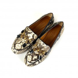 Gucci Jordaan Bee Locked Loafer Python leather