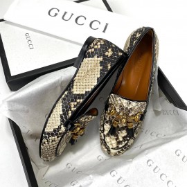 Gucci Jordaan Bee Locked Loafer Python leather