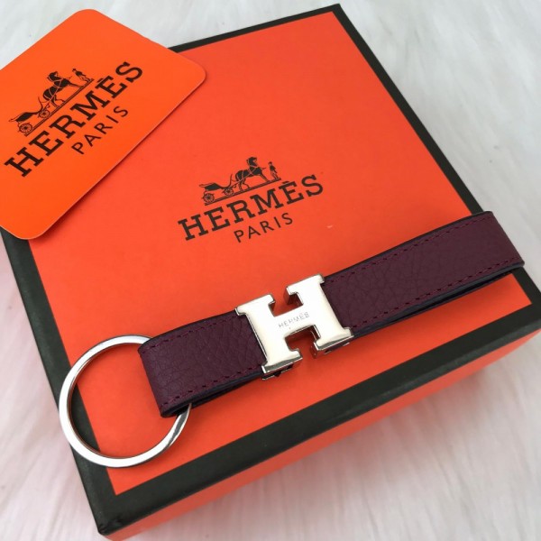 Hermes Key Chain Claret Red