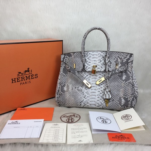 Hermes Birkin 35 Cm Python Genuine  Gold