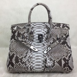 Hermes Birkin 35 Cm Python Genuine Silver