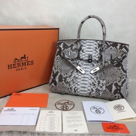 Hermes Birkin 35 Cm Python Genuine Silver