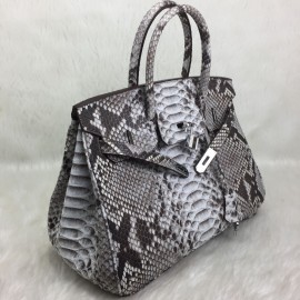 Hermes Birkin 35 Cm Python Genuine Silver