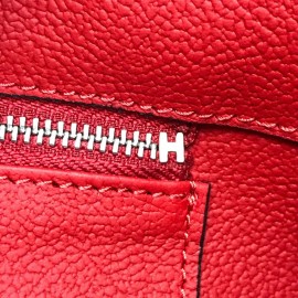 Hermes Birkin Genuine Leather Red 35 Cm Silver