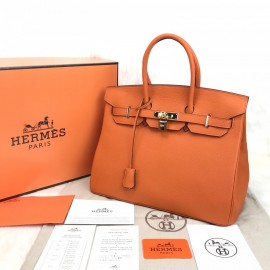 Hermes Birkin Genuine Leather Orange 35 Cm