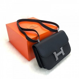 Hermes Costance Black 24 Silver