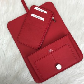 Hermes Dogon Wallet Red