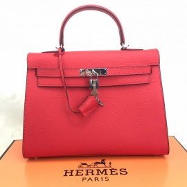 Hermes Kelly 32 Red Silver