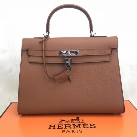 Hermes Kelly 32 Tan Color Silver