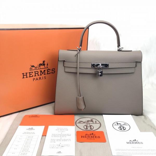 Hermes Kelly 32 Mink Silver