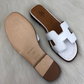 Hermes Oran Sandals White Slippers 