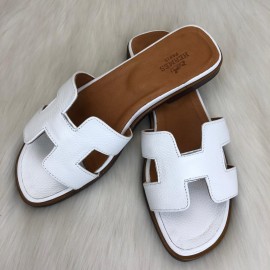 Hermes Oran Sandals White Slippers 