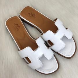 Hermes Oran Sandals White Slippers 