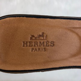 Hermes Oran Sandals Black Slippers 