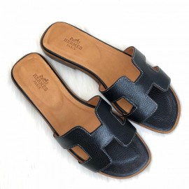 Hermes Oran Sandals Black Slippers 