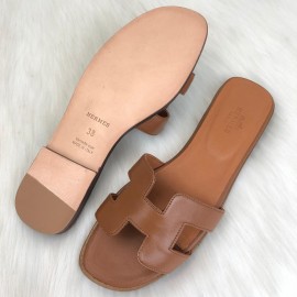 Hermes Oran Sandals Tan Color Slippers 