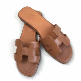 Hermes Oran Sandals Tan Color Slippers 