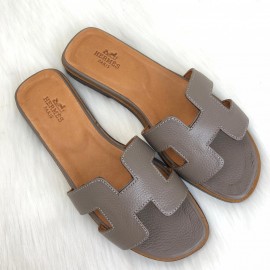 Hermes Oran Sandals Mink Slippers 