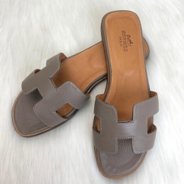 Hermes Oran Sandals Mink Slippers 