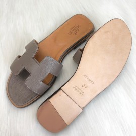 Hermes Oran Sandals Mink Slippers 