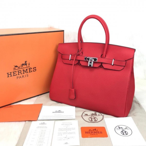 Hermes Birkin 35 100% genuine leather  Red