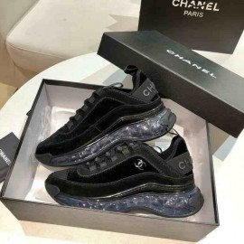 İthal Chanel CC Logo Velvet & Calfskin Sneaker