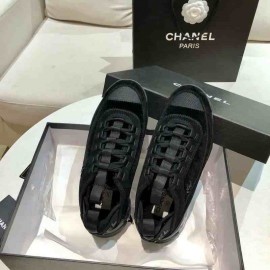 İthal Chanel CC Logo Velvet & Calfskin Sneaker