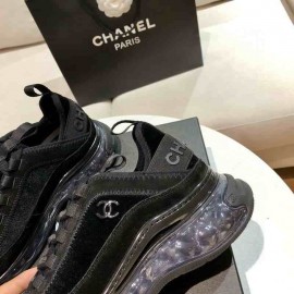 İthal Chanel CC Logo Velvet & Calfskin Sneaker