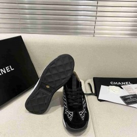 Chanel Trainers Velvet & Embroidery in Black