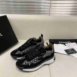 Chanel Trainers Velvet & Embroidery in Black