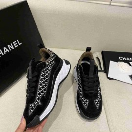 Chanel Trainers Velvet & Embroidery in Black