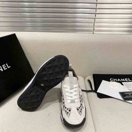 Chanel Trainers Ecru Suede Calfskin & Embroidery White