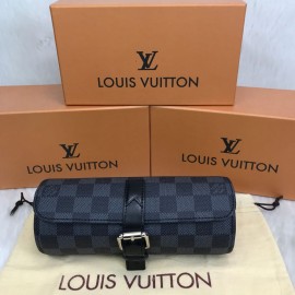 Louis Vuitton 3Watch Case Watch Box Black Checkered 