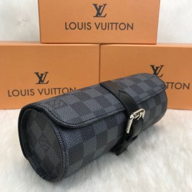 Louis Vuitton 3Watch Case Watch Box Black Checkered 