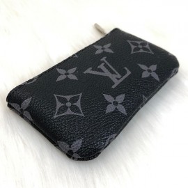 Louis Vuitton KeyPouch genuine leather keychain  Black with logo