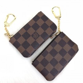 Louis Vuitton KeyPouch Genuine Leather Keychain Black Frm