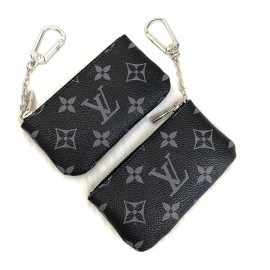 Louis Vuitton KeyPouch genuine leather keychain  Black with logo