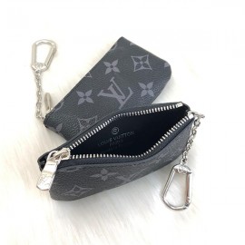 Louis Vuitton KeyPouch genuine leather keychain  Black with logo