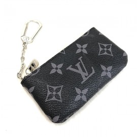 Louis Vuitton KeyPouch genuine leather keychain  Black with logo