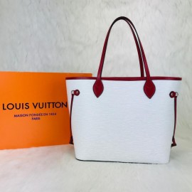 Louis Vuitton Epi Neverfull White Red