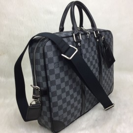 Louis Vuitton Briefcase Porte Voyage Black Checkered/Damier