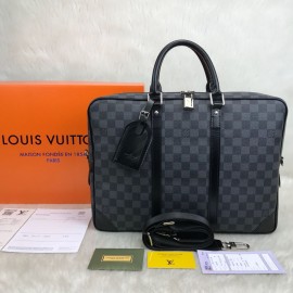 Louis Vuitton Briefcase Porte Voyage Black Checkered/Damier